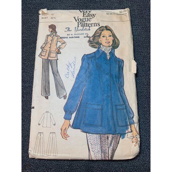 Vogue Vintage Sewing Pattern 8432 Smock Jacket Pants Size 10 1970s - Picture 1 of 2